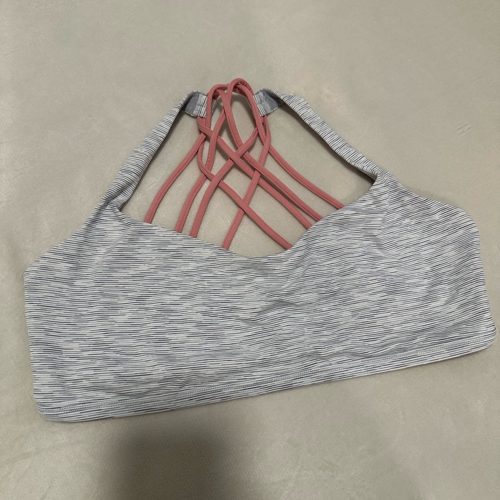 Lululemon Athletica Gray and Pink Strappy Sports Bra